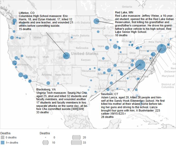 1) map of school shootings